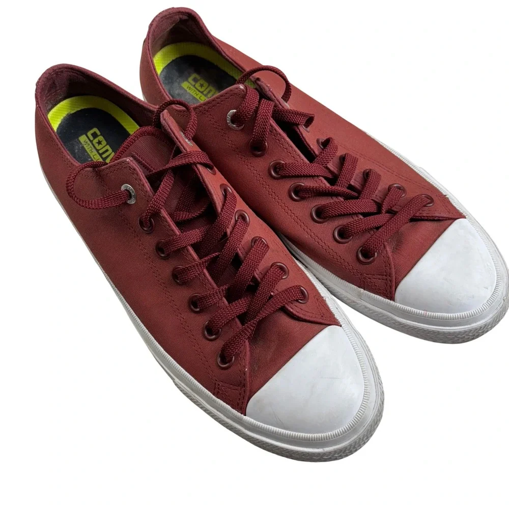 Converse Chuck Taylor All Star Low Top Sneakers Burgundy Red Canvas Men's 8.5 - Picture 1 of 9